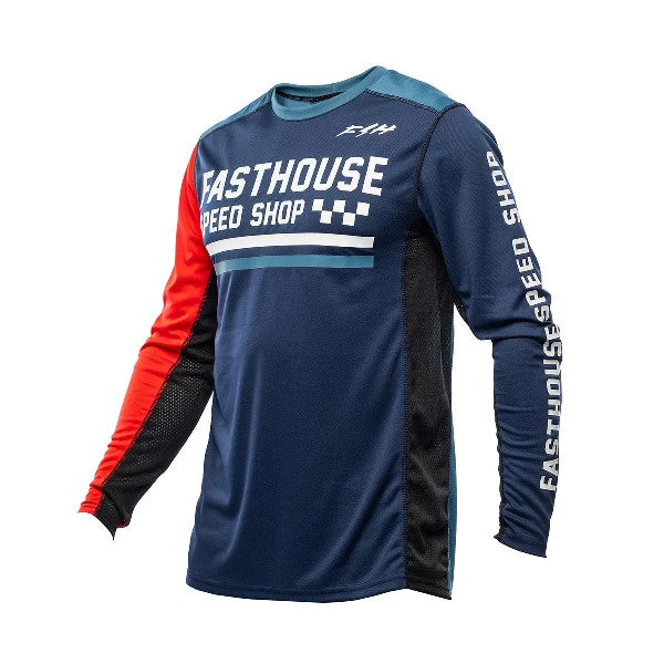 Chandail de Motocross Grindhouse Hudson Junior/Fasthouse/ bleu rouge de face