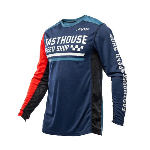 Chandail de Motocross Grindhouse Hudson Junior/Fasthouse/ bleu rouge de face