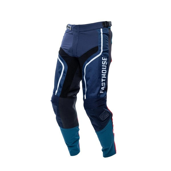 Pantalon de Motocross Grindhouse Hudson Junior Bleu/Rouge, de face