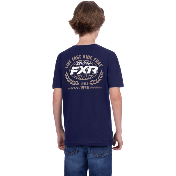 T-Shirt Worldwide Premium Junior Bleu, de dos