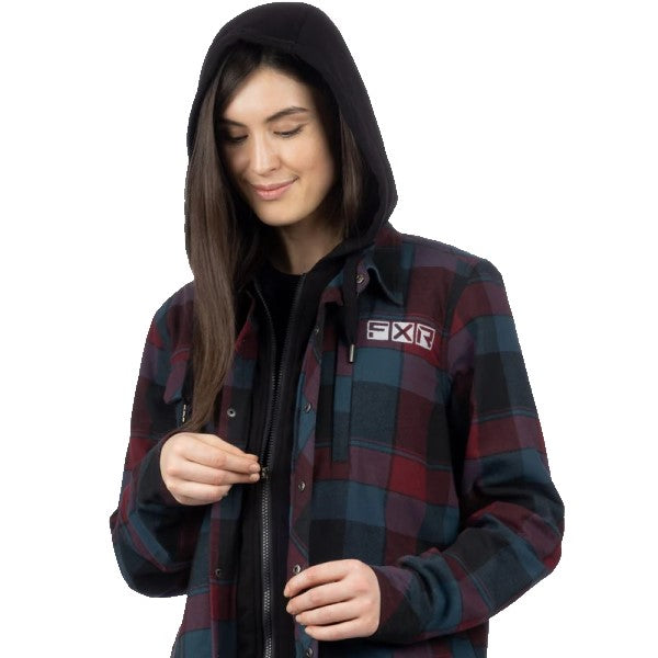 Manteau Flanelle Timber Isolé Unisexe Bleu/Rouge Ouvert