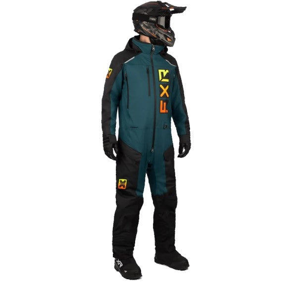 Ensemble de Motoneige Recruit Lite noir vert orange, de face