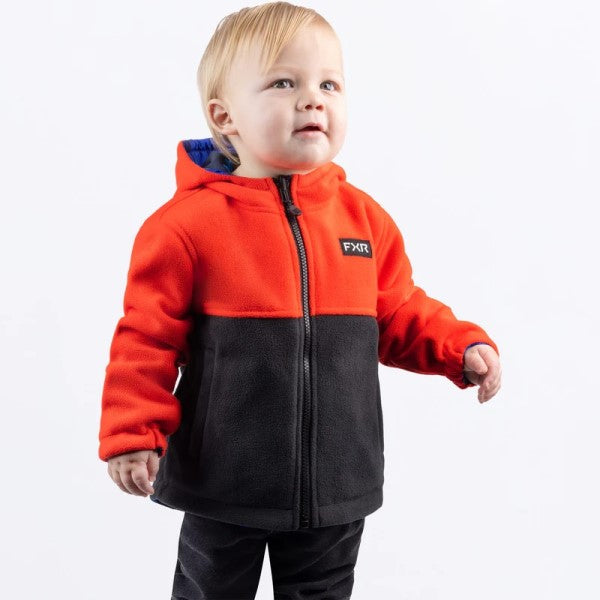 Manteau Ride Reversible enfant bleu camo rouge, deuxième face face