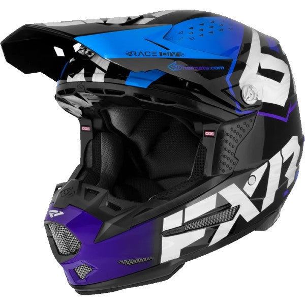 Casque de Motocross ATR-2 Noir/Bleu incliné de droite