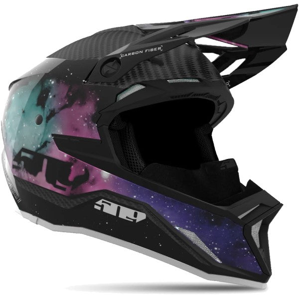 Casque de Snowcross Altitude 2.0 Carbon Noir/Multicolore incliné de gauche