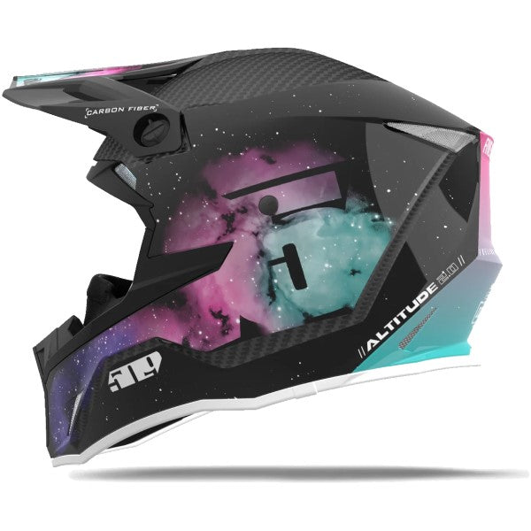 Casque de Snowcross Altitude 2.0 Carbon Noir/Multicolore incliné de dos