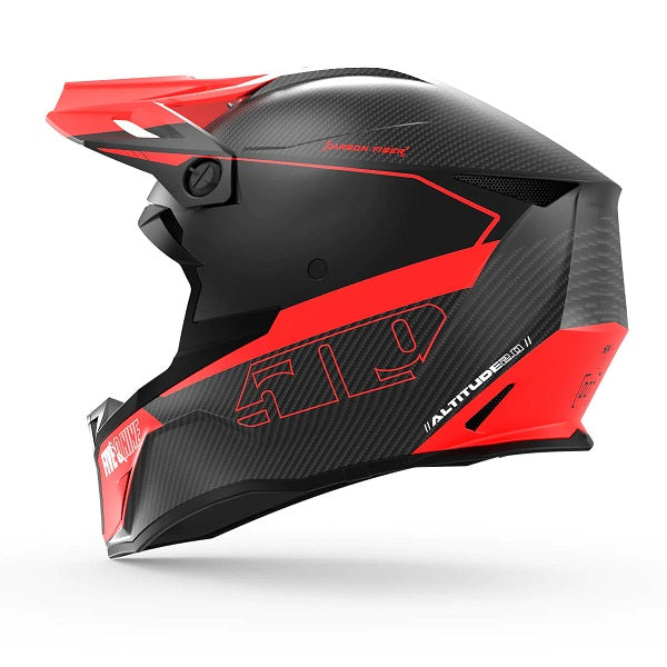 Casque de Snowcross Altitude 2.0 Carbon Noir/Rouge incliné de dos