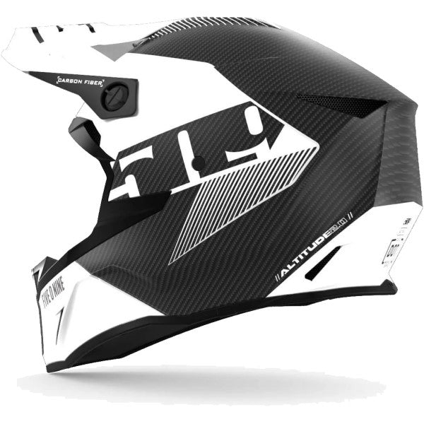 Casque de Snowcross Altitude 2.0 Carbon Noir/Blanc incliné de dos