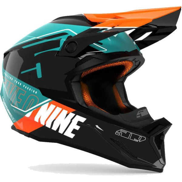 Casque de Snowcross Altitude 2.0 Bleu/Orange incliné de gauche