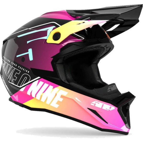 Casque de Snowcross Altitude 2.0 Jaune/Rose incliné de gauche