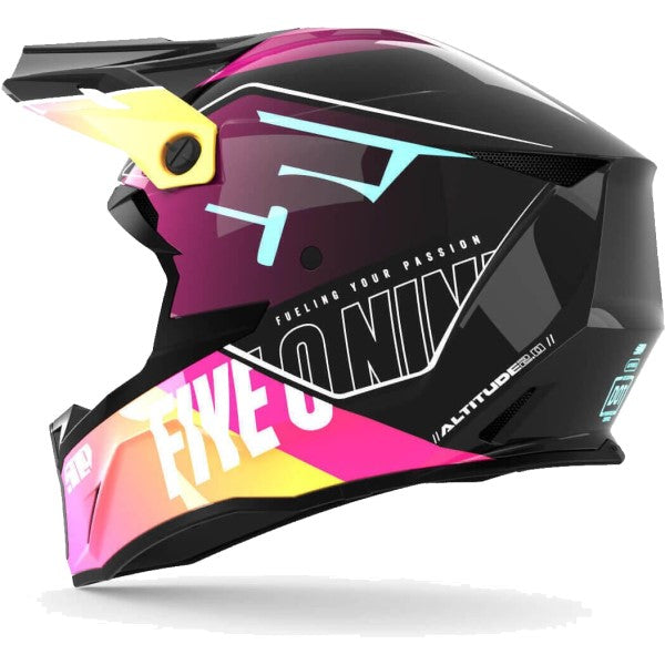 Casque de Snowcross Altitude 2.0 Jaune/Rose incliné de dos