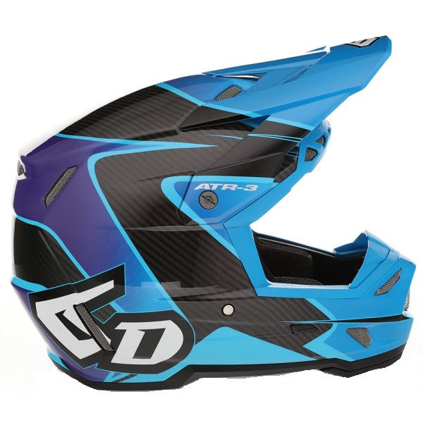 Casque de Motocross ATR-3Y Wave Carbone Junior Bleu/Mauve