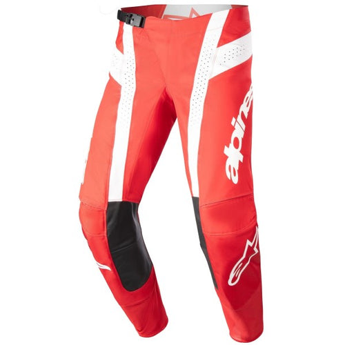 Pantalon de Motocross Techstar Arch Alpinestars rouge et blanc, de face