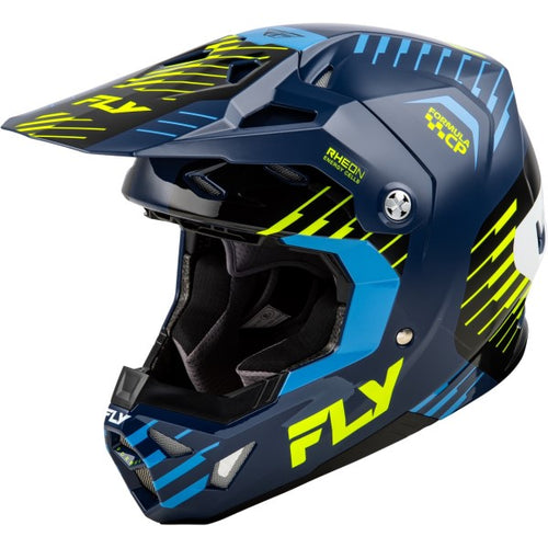 Casque de Motocross Formula CP Slice Bleu/Jaune incliné de droite