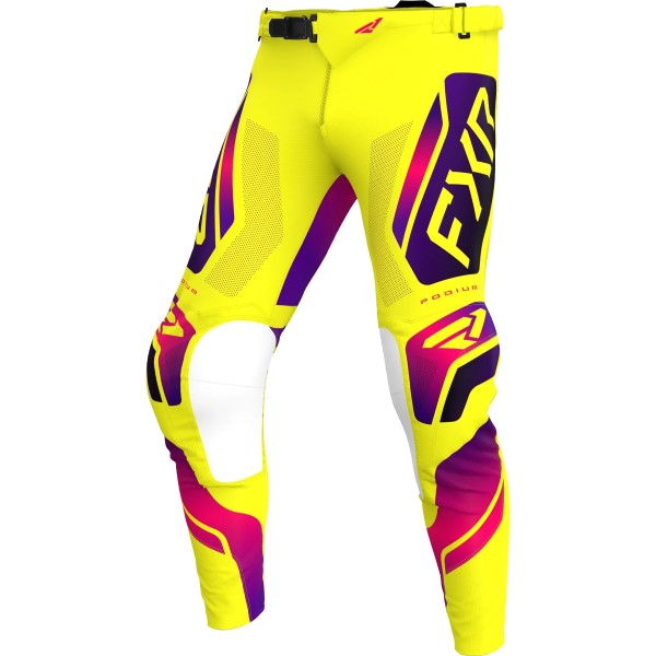 Pantalon de Motocross Podium Relay Mauve/Jaune de face