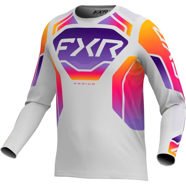 Chandail de Motocross Podium Relay Blanc/Mauve de face