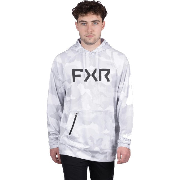 Coton Ouaté Pilot UPF Pullover Blanc/Gris Essayage Homme de face