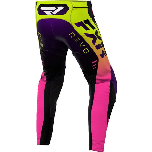 Pantalon de Motocross Revo Mauve/Jaune de derrière