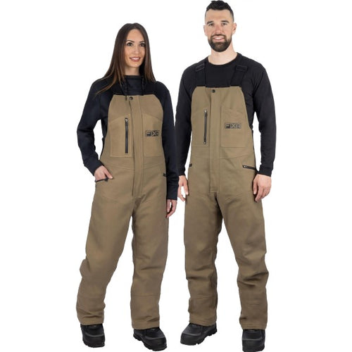 Pantalon de Motoneige Task Canevas Isolé à Bretelle Unisexe FXR beige, ensemble de face