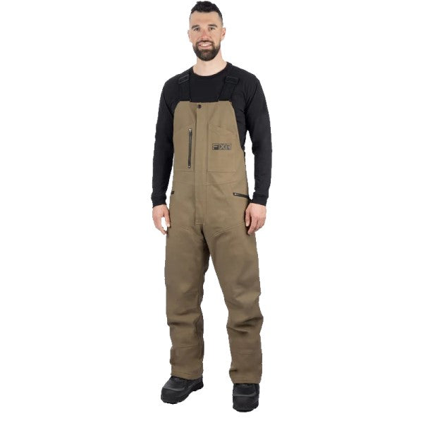 Pantalon de Motoneige Task Canevas Isolé à Bretelle Unisexe FXR beige, de face