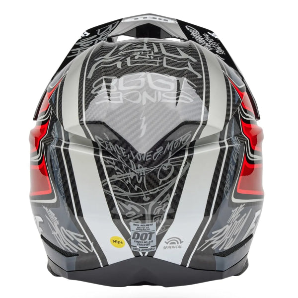 Casque Integral de Moto-10 Spherical  Fast House DID 25 Gris/Rouge, Dos
