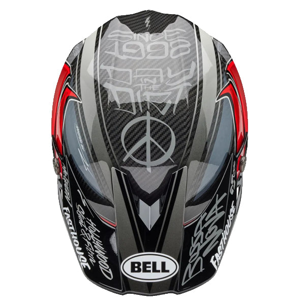 Casque Integral de Moto-10 Spherical  Fast House DID 25 Gris/Rouge, Dessus