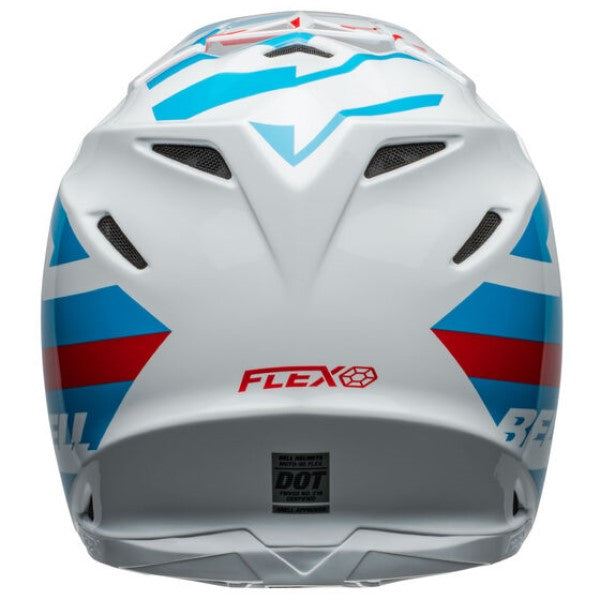 Casque Moto-9S Flex Blanc/Rouge/Bleu Derrière