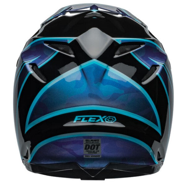 Casque Moto-9S Flex Noir/Bleu Derrière