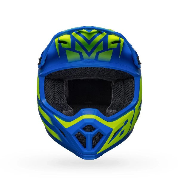 Casque de Motocross MX-9 Mips Disrupt/Bell bleu de face