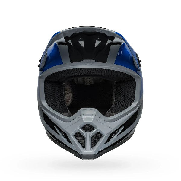 Casque de Motocross MX-9 Mips Alter Ego/Bell bleu gris de face