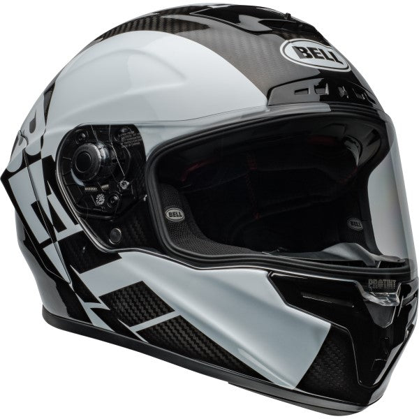 Casque Intégral de Moto Race Star DLX Flex Noir/Blanc côté gauche