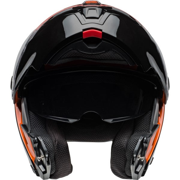 Casque Modulaire de Moto SRT-Modular Noir/Orange côté avant visière ouverte