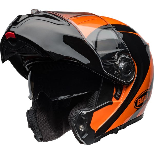 Casque Modulaire de Moto SRT-Modular Noir/Orange côté droit visière ouverte