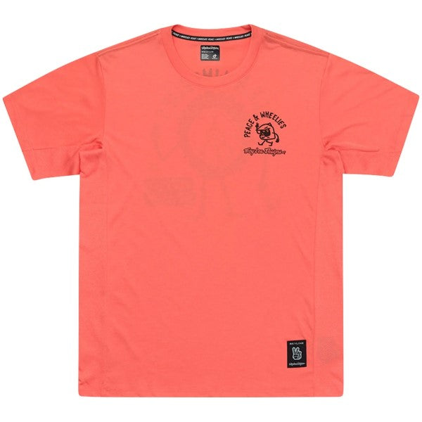 Chandail de Vélo Skyline Ride Peace and Wheelies Manches Courtes Rose de face