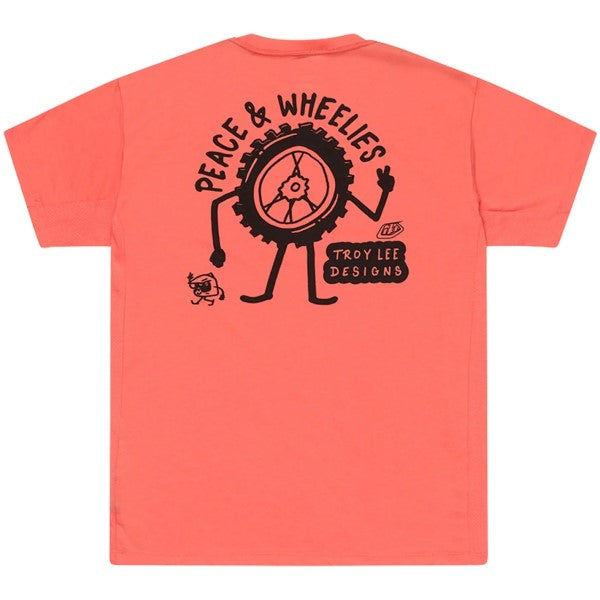Chandail de Vélo Skyline Ride Peace and Wheelies Manches Courtes Rose de dos