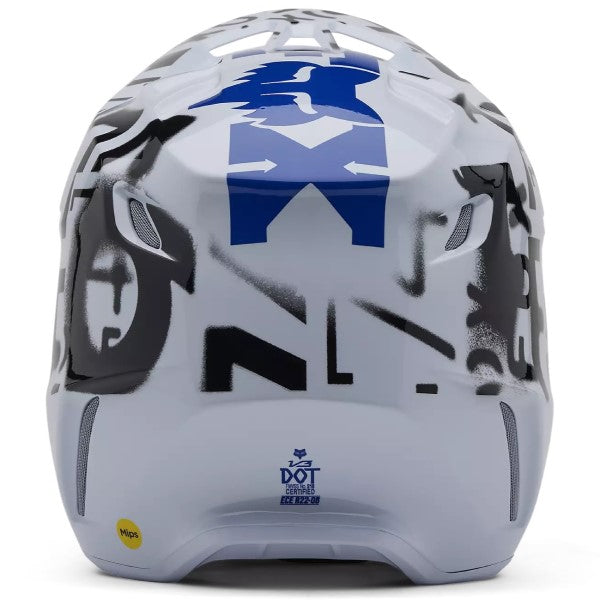 Casque de Motocross V3 Seventy4 Fox blanc, arrière