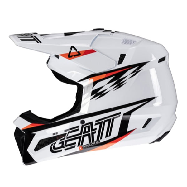 Casque de Motocross 3.5 V25 Junior Leatt blanc, de côté