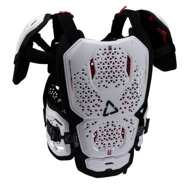 Plastron de Motocross 5.5 Evo Pro Leatt blanc, de dos