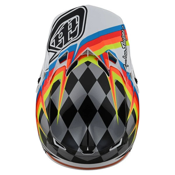 Casque de Motocross SE4 Polyacrylite Warped Troy Lee Designs blanc, dessus