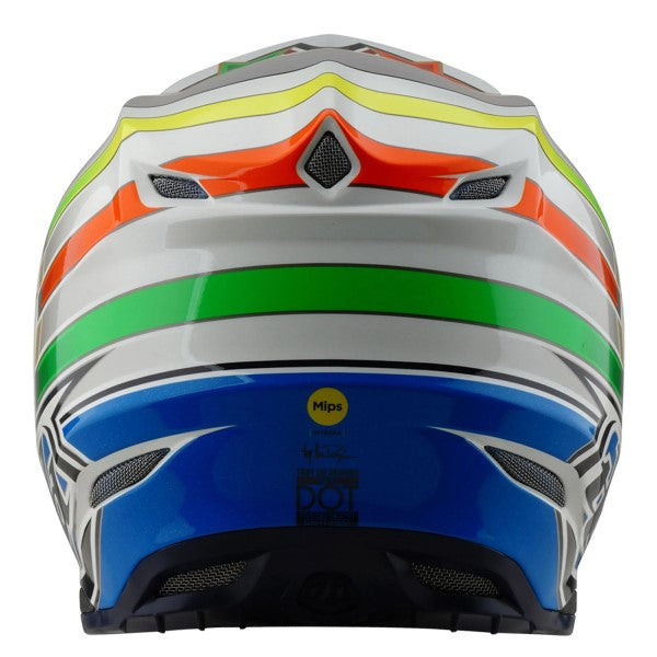 Casque de Motocross SE5 Composite Rays MIPS Troy Lee Designs blanc et bleu, arrière