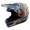 Casque de Motocross SE5 Composite Rays MIPS Troy Lee Designs blanc et bleu, de 3/4
