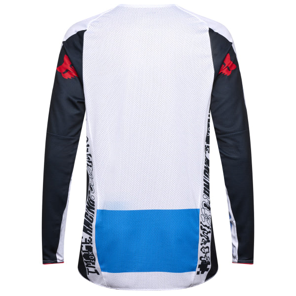 Chandail de Motocross 360 Fade Fox blanc et bleu, de dos