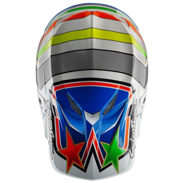 Casque de Motocross SE5 Composite Rays MIPS Troy Lee Designs blanc et bleu, dessus