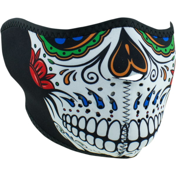 Demi-Masque de Moto Néoprène - Zan Head Gear blanc et multicolore