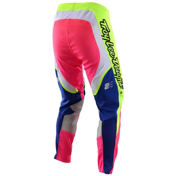 Pantalon de Motocross SE Pro Radian Troy Lee Designs blanc et multicolore, de dos