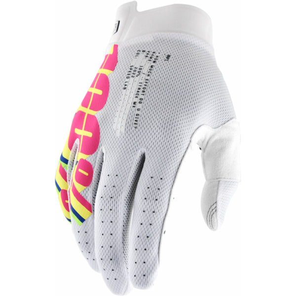 Gants de Motocross iTrack 100% blanc et rose