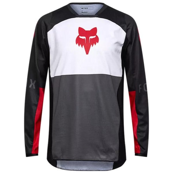 Chandail de Motocross 180 Flow Fox blanc et rouge, de face