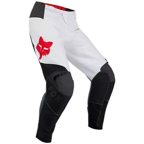 Pantalon de Motocross 180 Flow Fox blanc et rouge, de face