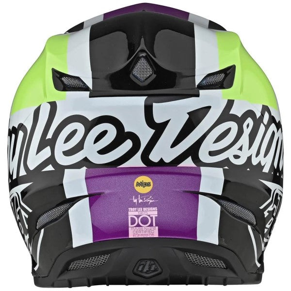 Casque de Motocross SE5 Composite Quattro Troy Lee Designs blanc et vert, arrière