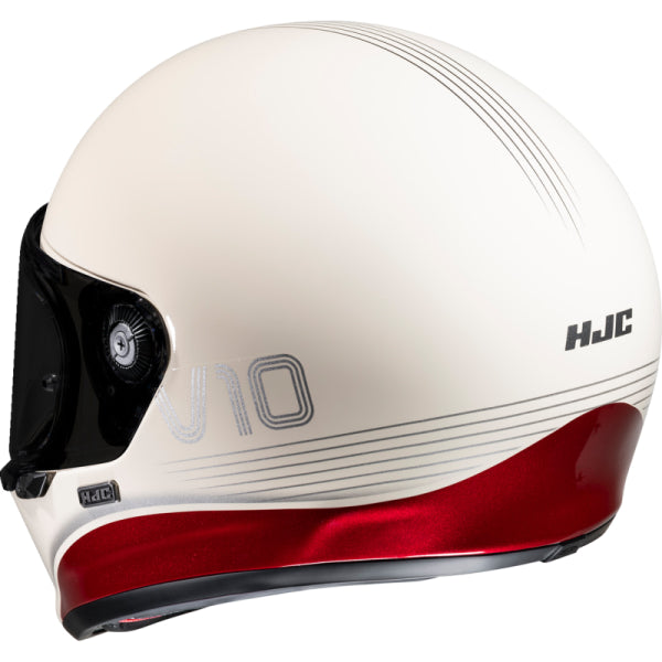 Casque Intégral de Moto V10 Tami HJC blanc et rouge, arrière